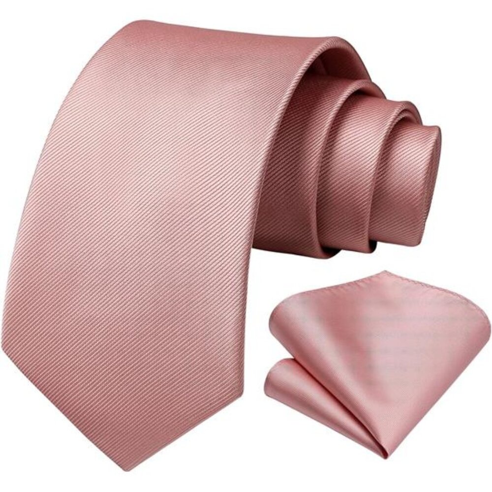 Mens Ties Solid Color Ties for Men Formal Necktie with Pocket Square Set Satin